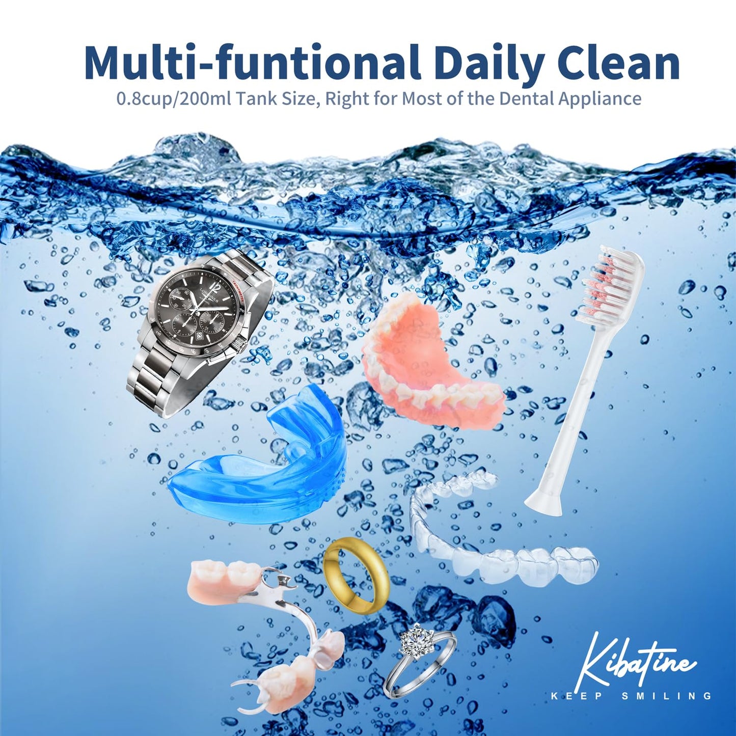 Ultrasonic Retainer Cleaner with UV Light – 45kHz Cleaning for Dentures, Aligners & Jewelry