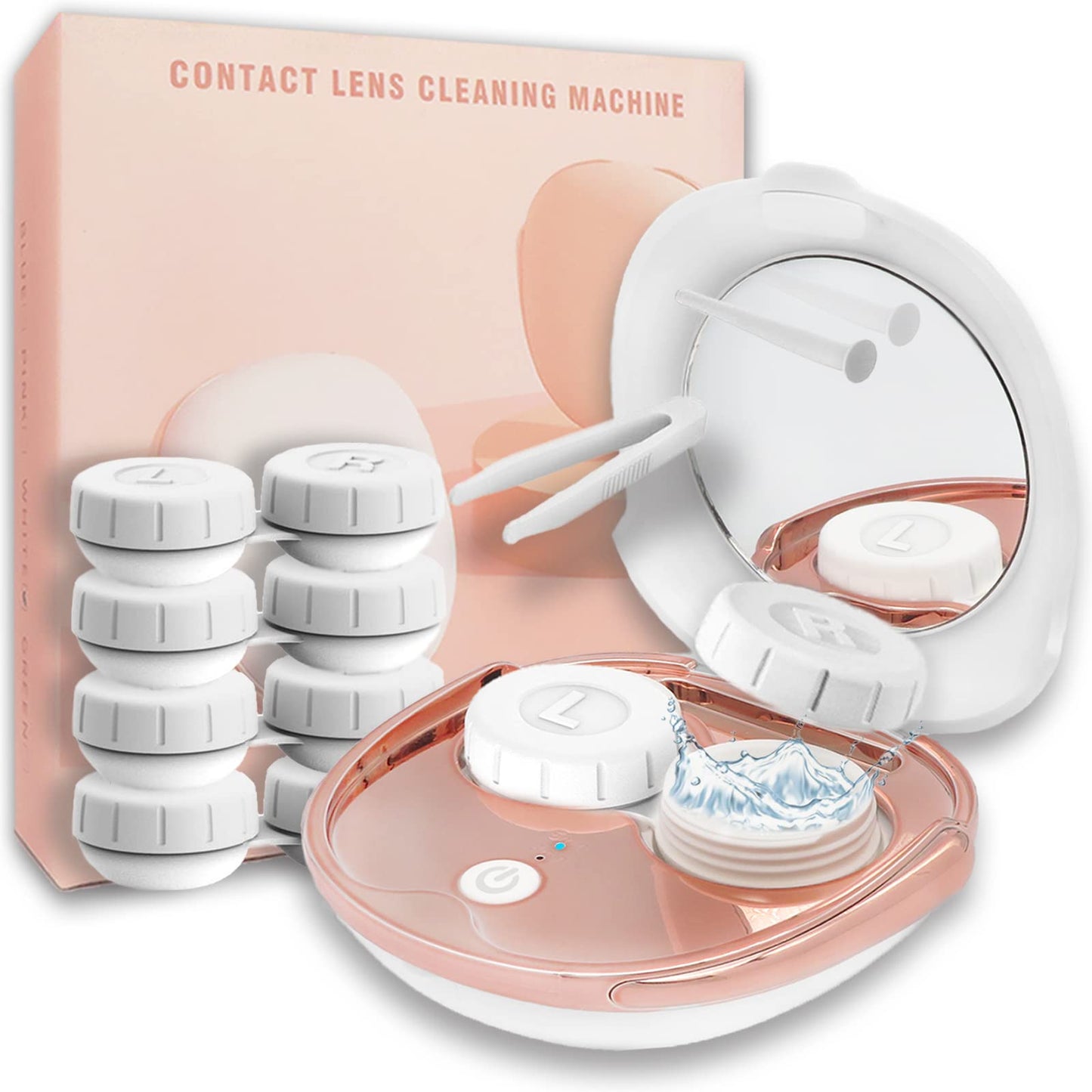 Portable Ultrasonic Contact Lens Cleaner with USB Charger & Soak Case Kit (White)
