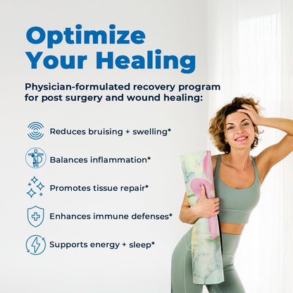 Clinical-Grade Post Surgery Recovery Support Supplement Program, Comprehensive, Physician-Designed Formulation to Support Healing with Vitamins, Minerals, Antioxidants, Bromelain and Quercetin