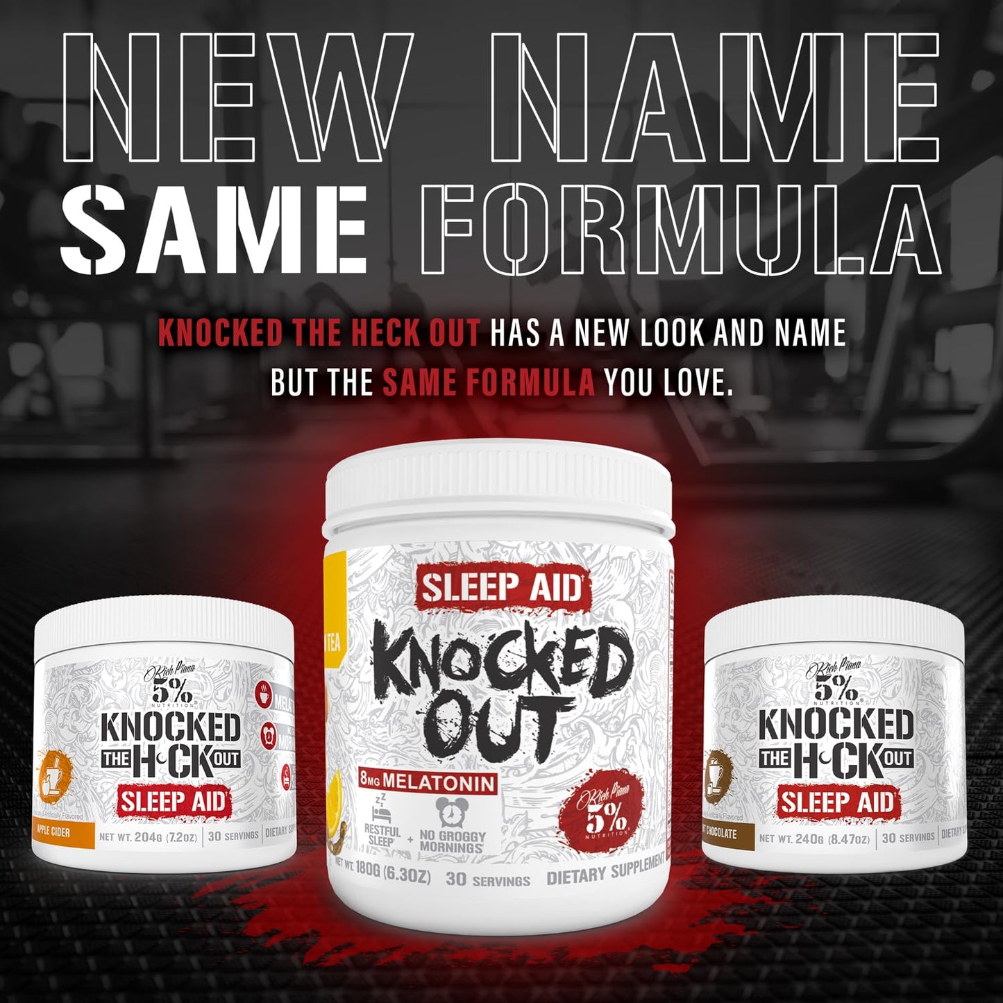 5% Nutrition Rich Piana Knocked Out Natural Sleep Aid Powder | Deep Sleep & Post-Workout Recovery | Honey Lemon Tea | 30 Servings