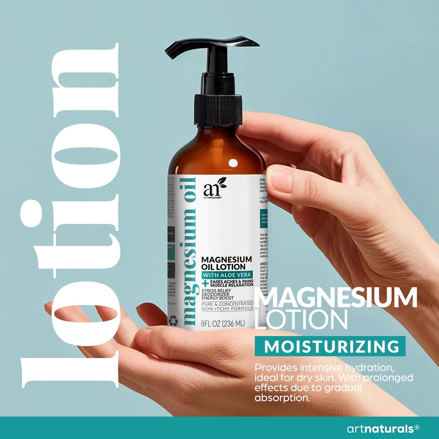 ArtNaturals Magnesium Oil Spray 12 oz + 8 oz Lotion – Sleep & Relax Relief