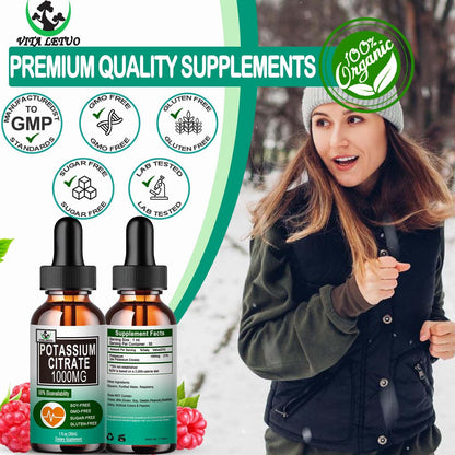 Potassium Citrate Liquid Drops 1000mg – Vegan, Muscle & Heart Health