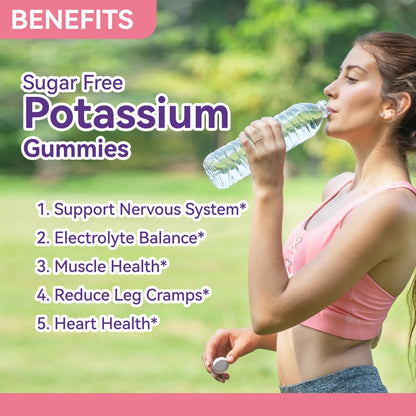 Potassium Gummies 1000mg – Sugar Free, Vegan (60 Count) | For Adults