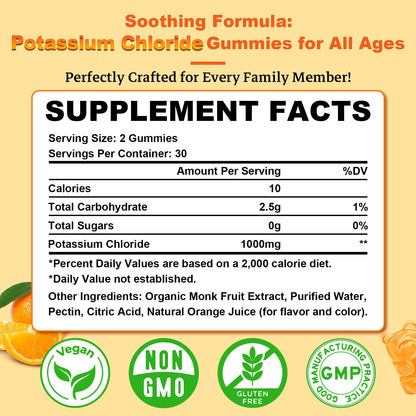 Sugar Free Potassium Gummies 2 Pack – 1200mg Potassium Chloride, Electrolyte Balance