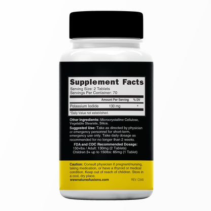 Potassium Iodide Tablets 130 mg – 280-Count | Nature's Fusions KI Pills