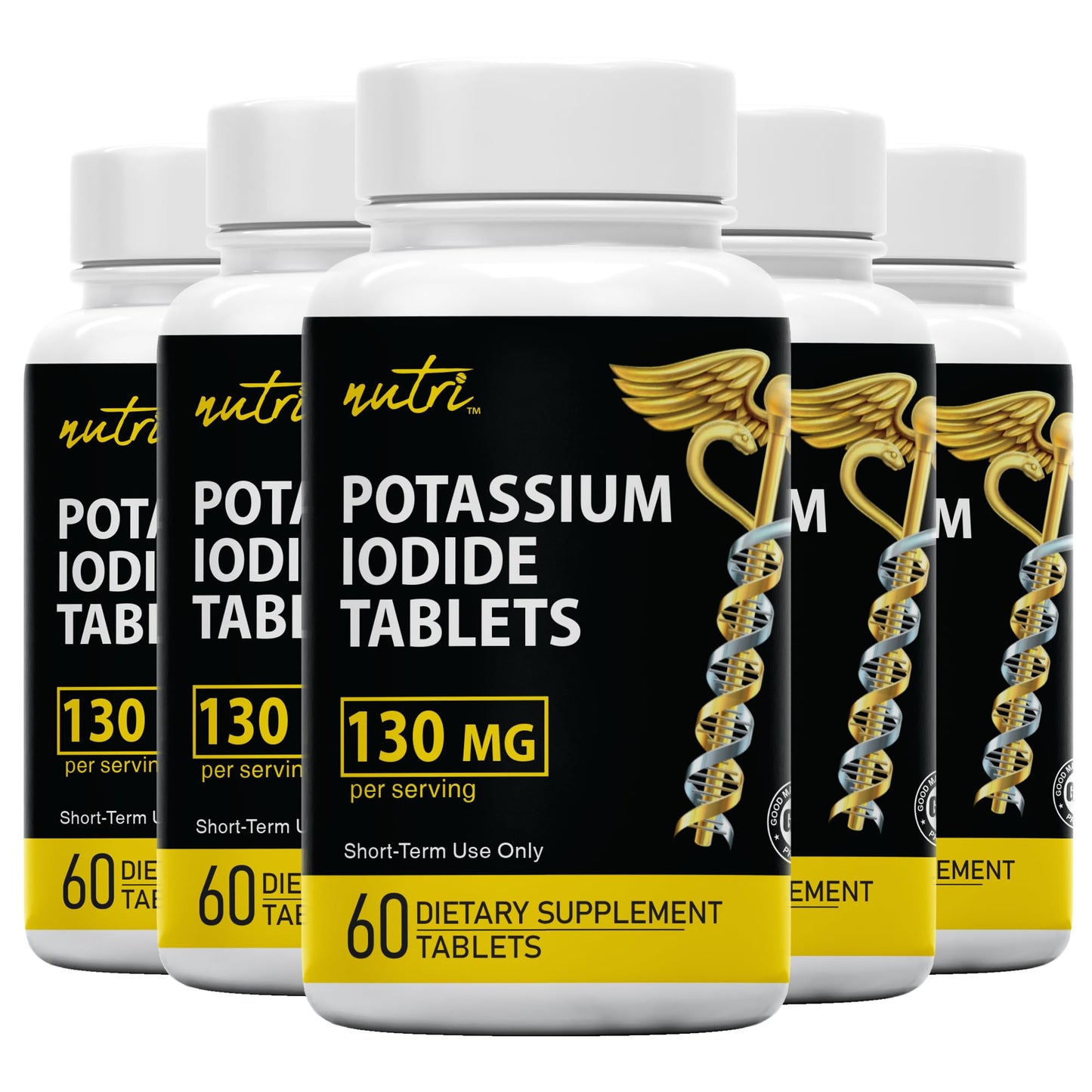 Nature's Fusions Potassium Iodide Tablets 130 mg – 300-Count (5x60) – Emergency Prep KI Pills