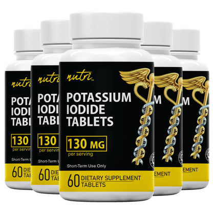 Nature's Fusions Potassium Iodide Tablets 130 mg – 300-Count (5x60) – Emergency Prep KI Pills