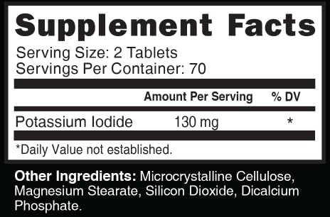 Nature's Fusions Potassium Iodide Tablets 130 mg – 280 Count, 10-Year Shelf Life, NSF cGMP