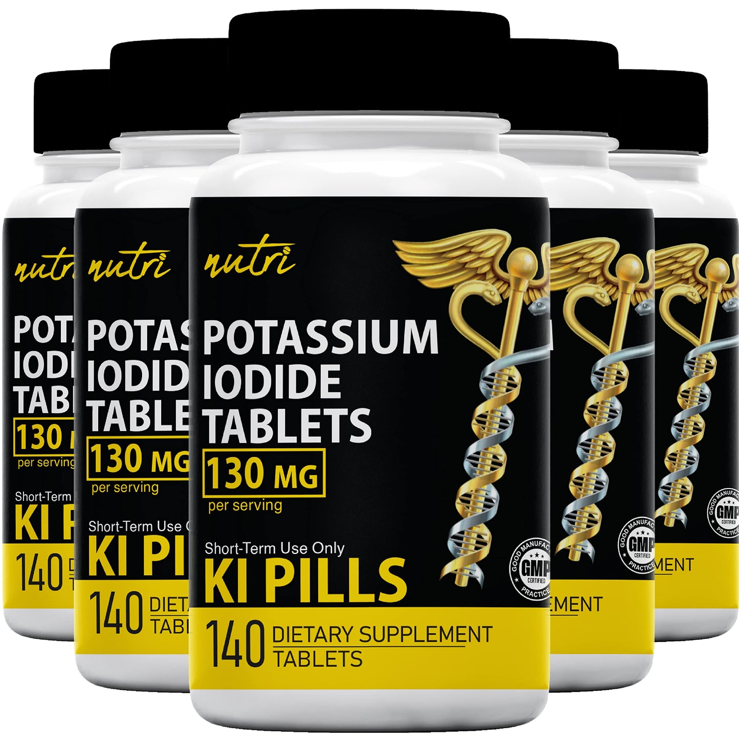 Nature's Fusions Potassium Iodide Tablets (Pack of 5) 130 mg – 700 Tablets EXP 12/2032 – KI Pills