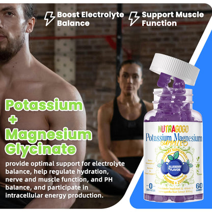 Potassium Magnesium Gummies with Ashwagandha – Sugar-Free, 60 Gummies