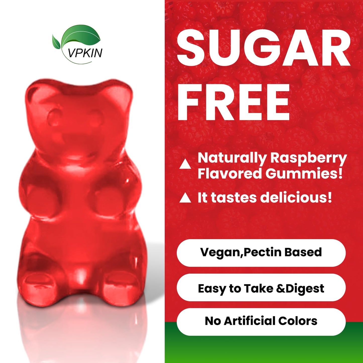 Potassium Magnesium Gummies Sugar Free | High Absorption for Adults & Kids (Raspberry, 60 Count)