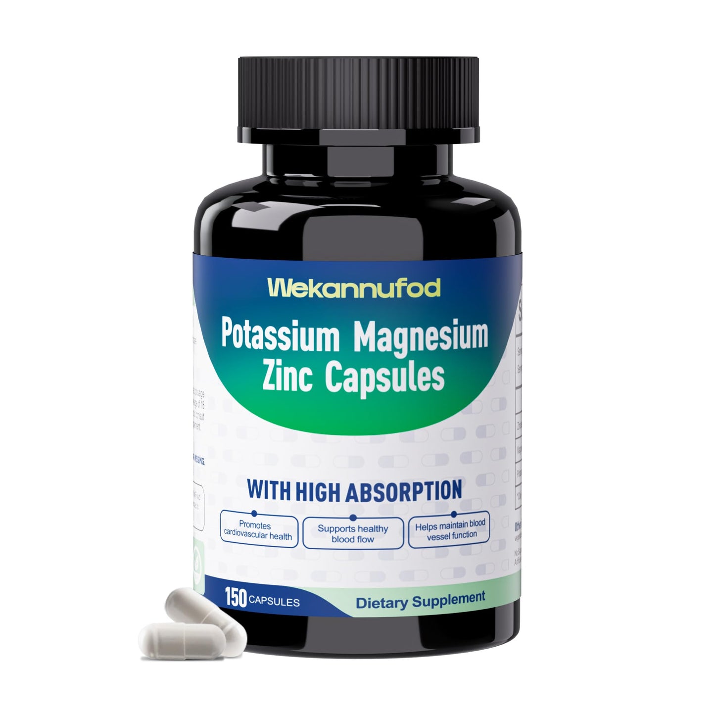 Potassium Magnesium Supplement - 150 Capsules | High Absorption Magnesium Complex