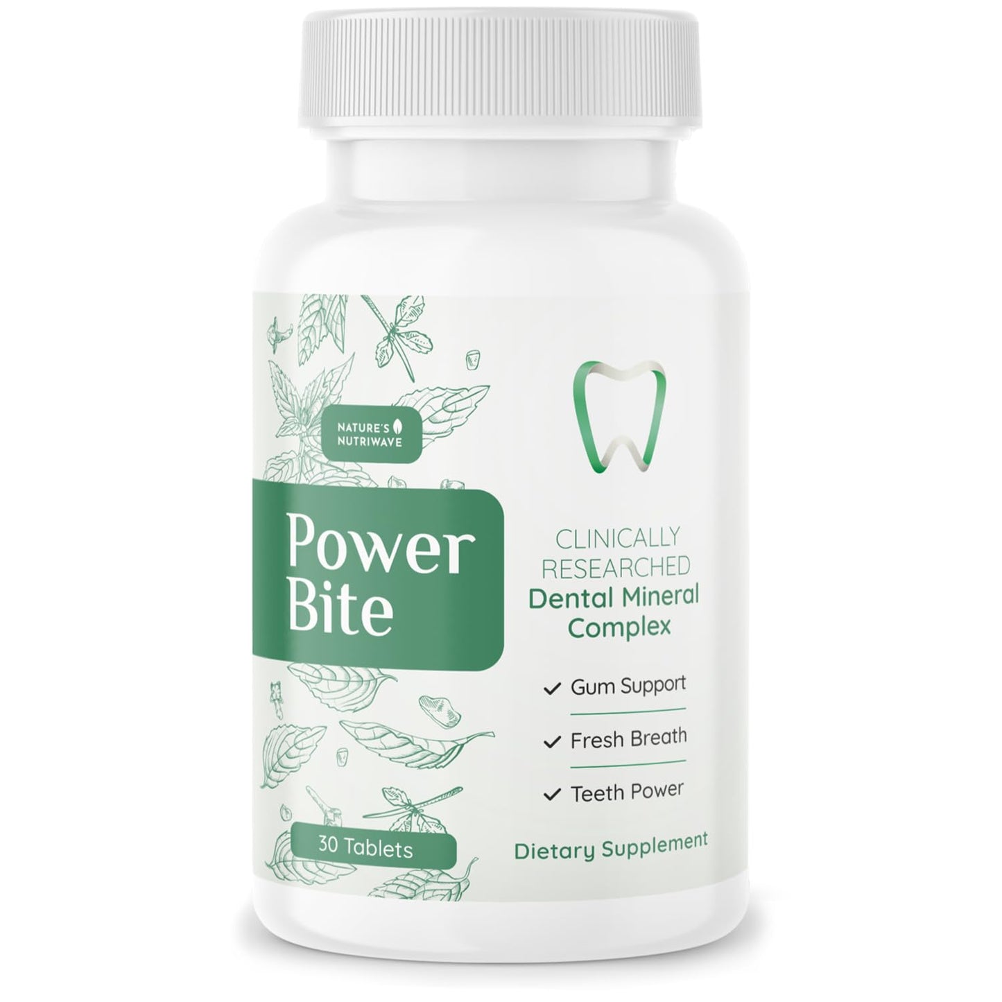 Power Bite Tablets – Natural Chewable Mineral Complex with Calcium, Xylitol, Myrrh & Clove Oil | Made in USA