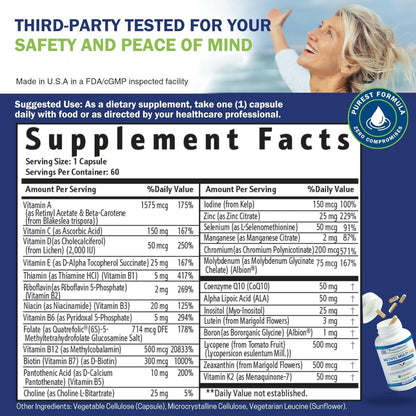 Power By Naturals Methyl Multi One – Iron-Free Methylated Multivitamin for Energy & MTHFR Support (60 capsules, 2-pack)