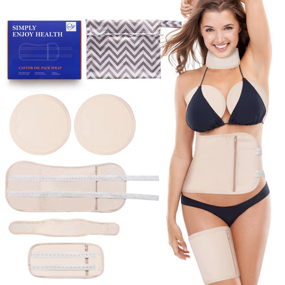 Poyday Castor Oil Pack Wrap – 6Pcs Cotton Reusable Wraps for Liver Detox & Wellness
