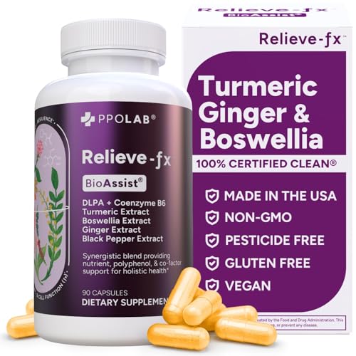PPO Lab Relieve-fx DLPA Boswellia Turmeric Ginger - 90ct Capsules | Curcumin, Black Pepper