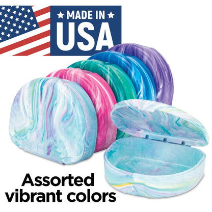 Practicon Vibrant Marble Retainer Cases – 6 Pack | Clear Aligner & Retainer Box