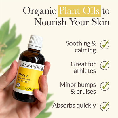Pranarom USDA Certified Organic Arnica Oil - 2 oz French Arnica Virgin Plant Oil for Massage