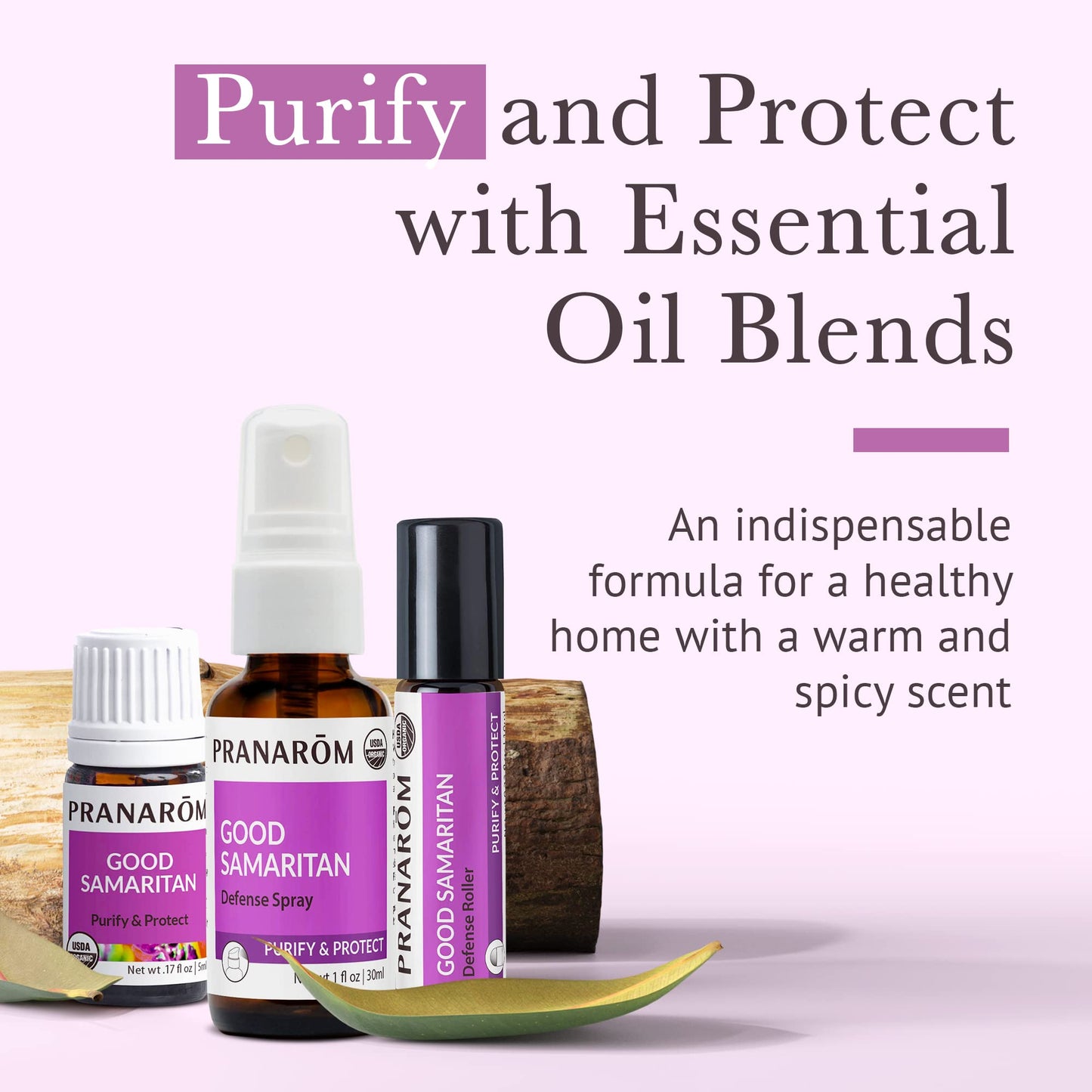 Pranarom Good Samaritan Purify & Protect Essential Oil Blend Kit (3pk) – 100% Pure, Organic (USDA & ECOCERT)