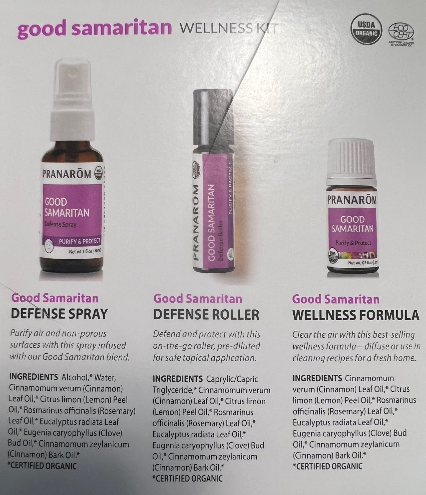 Pranarom Good Samaritan Purify & Protect Essential Oil Blend Kit (3pk) – 100% Pure, Organic (USDA & ECOCERT)