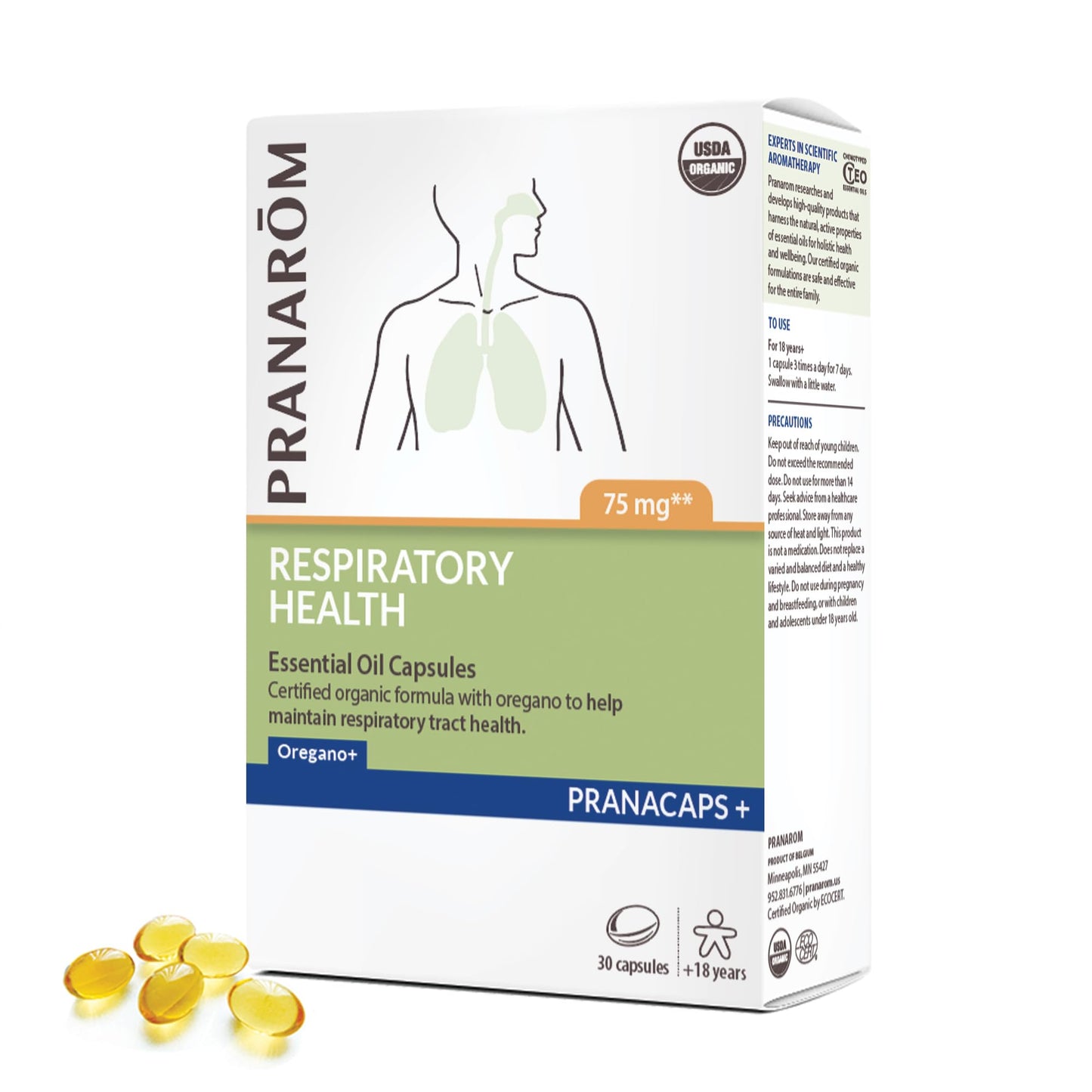 Pranarom Respiratory Health Pranacaps with Oregano & Lemon Oil | 30 Count