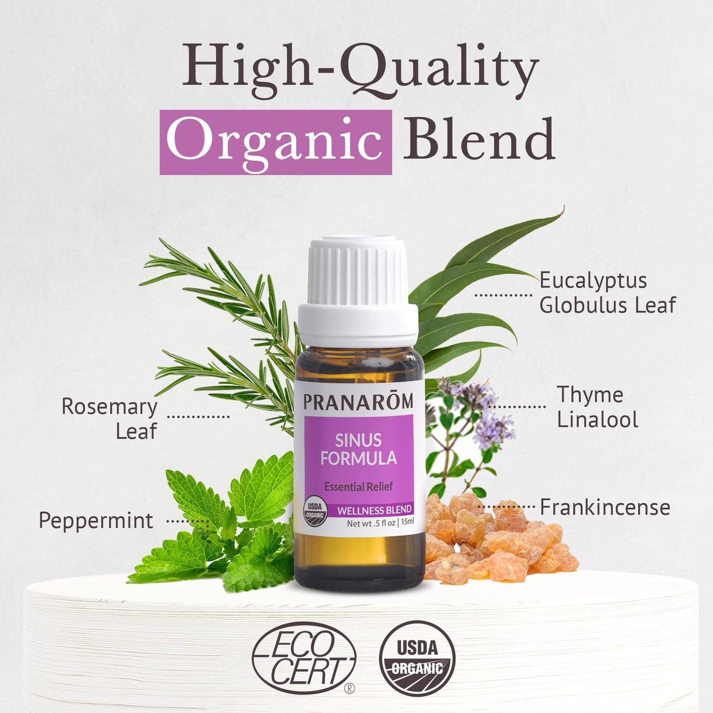 Pranarom Sinus Formula – Organic Essential Oils for Health (15ml)