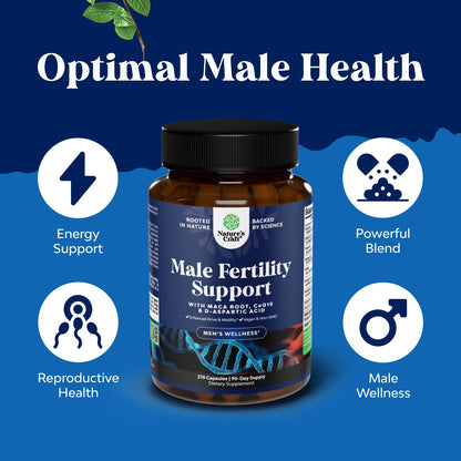 Natures Craft Pre-Conception Male Fertility Supplement | Semen Volume Booster with CoQ10, Maca Root, Methyl Folate & D-Aspartic Acid