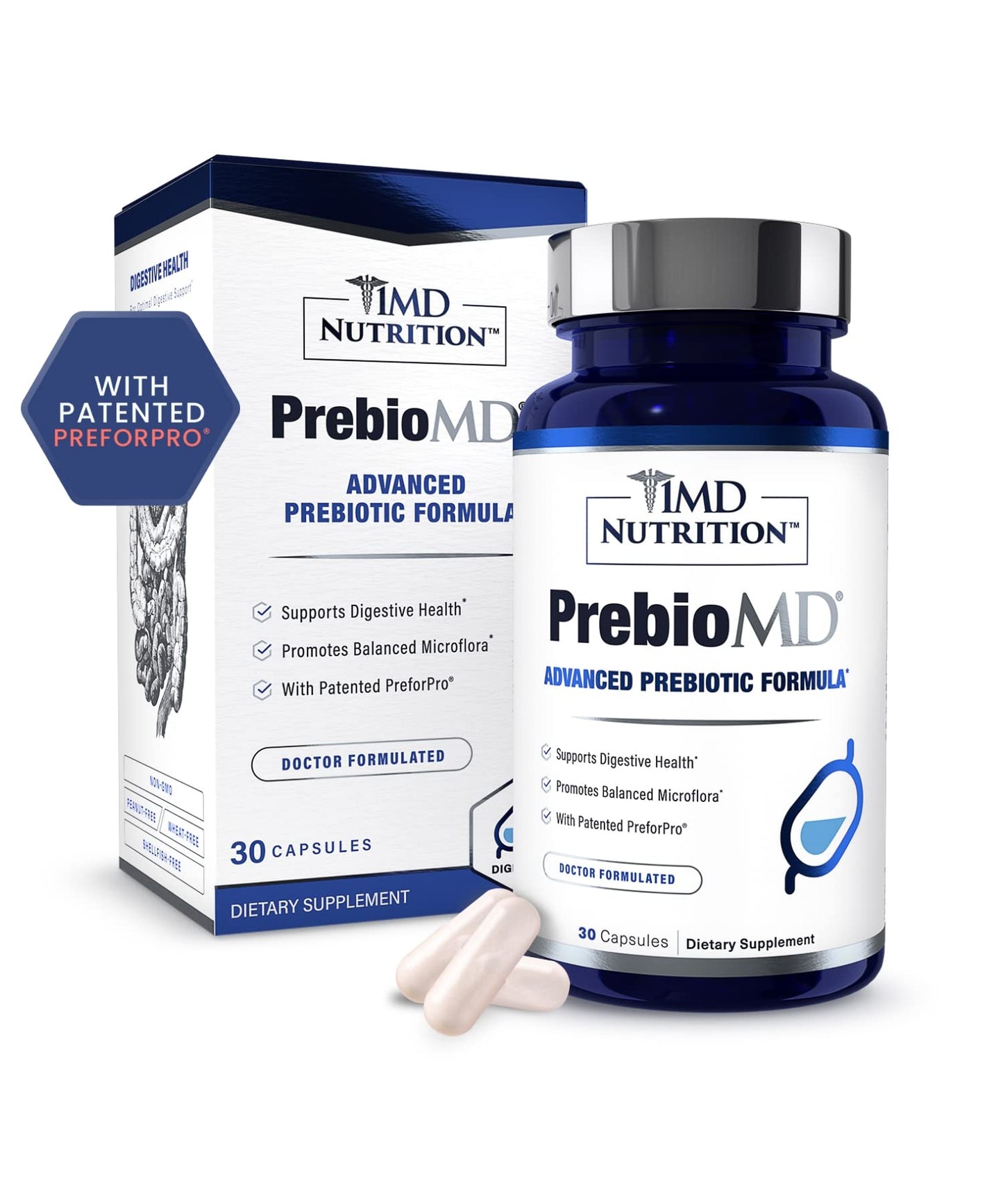 1MD Nutrition PreBioMD – Prebiotic with PreforPro® | Digestive Health