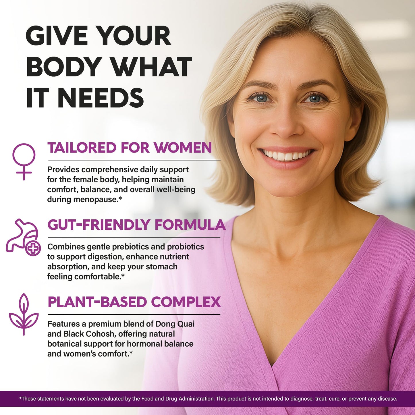 Menopause Supplements 25-in-1: Dong Quai & Black Cohosh | Made in USA