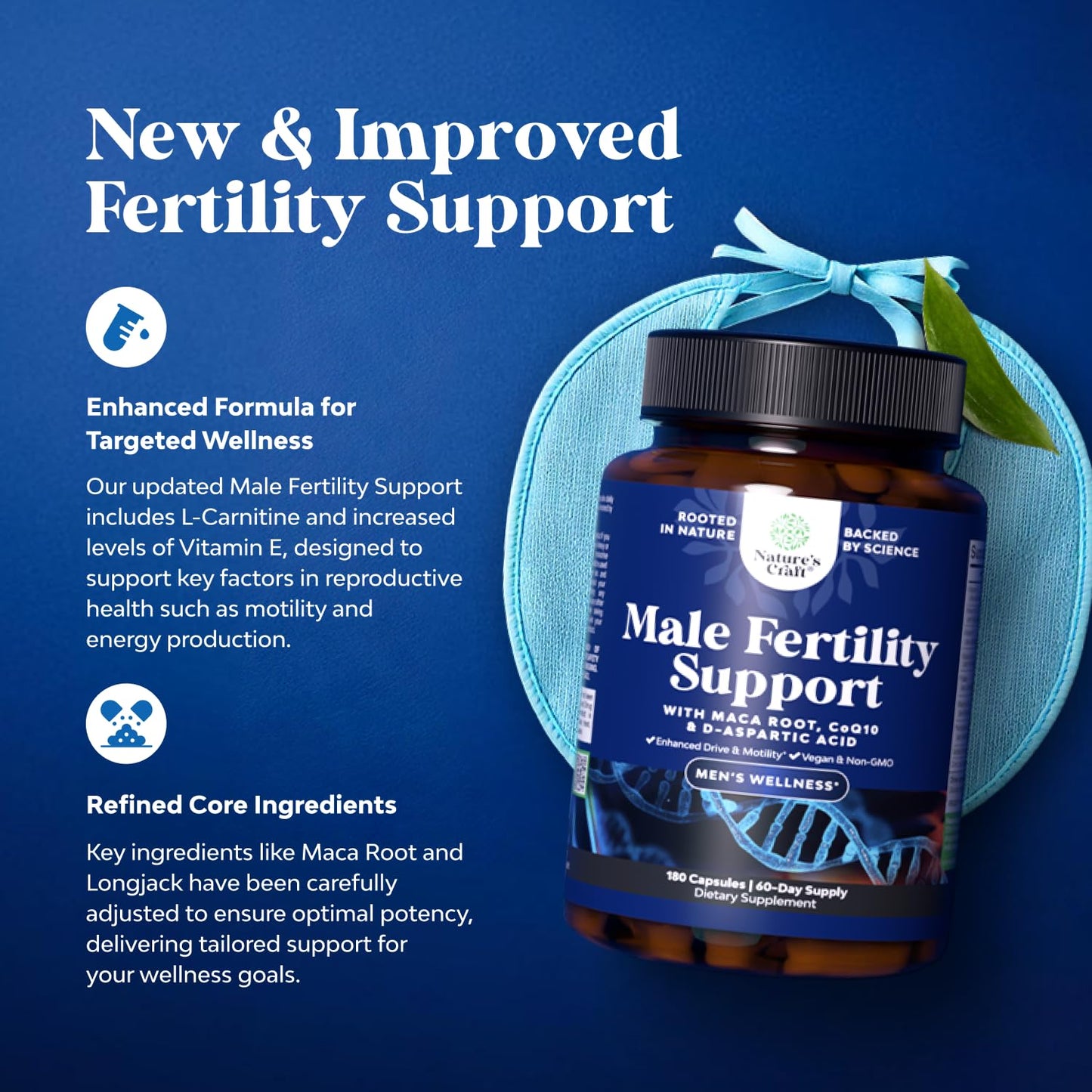 Natures Craft Pre Conceive – Male Reproductive Supplement, CoQ10 & Maca, 180 Count