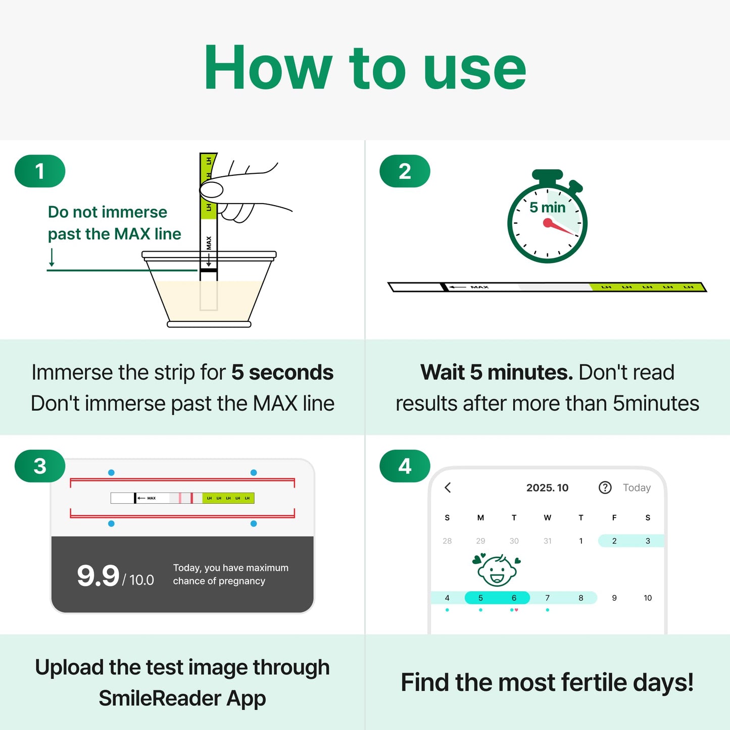 PREGABLE Combo Kit – 50 LH Ovulation Tests, 20 HCG Tests & 70 Cups + Free Smilereader Tracker App