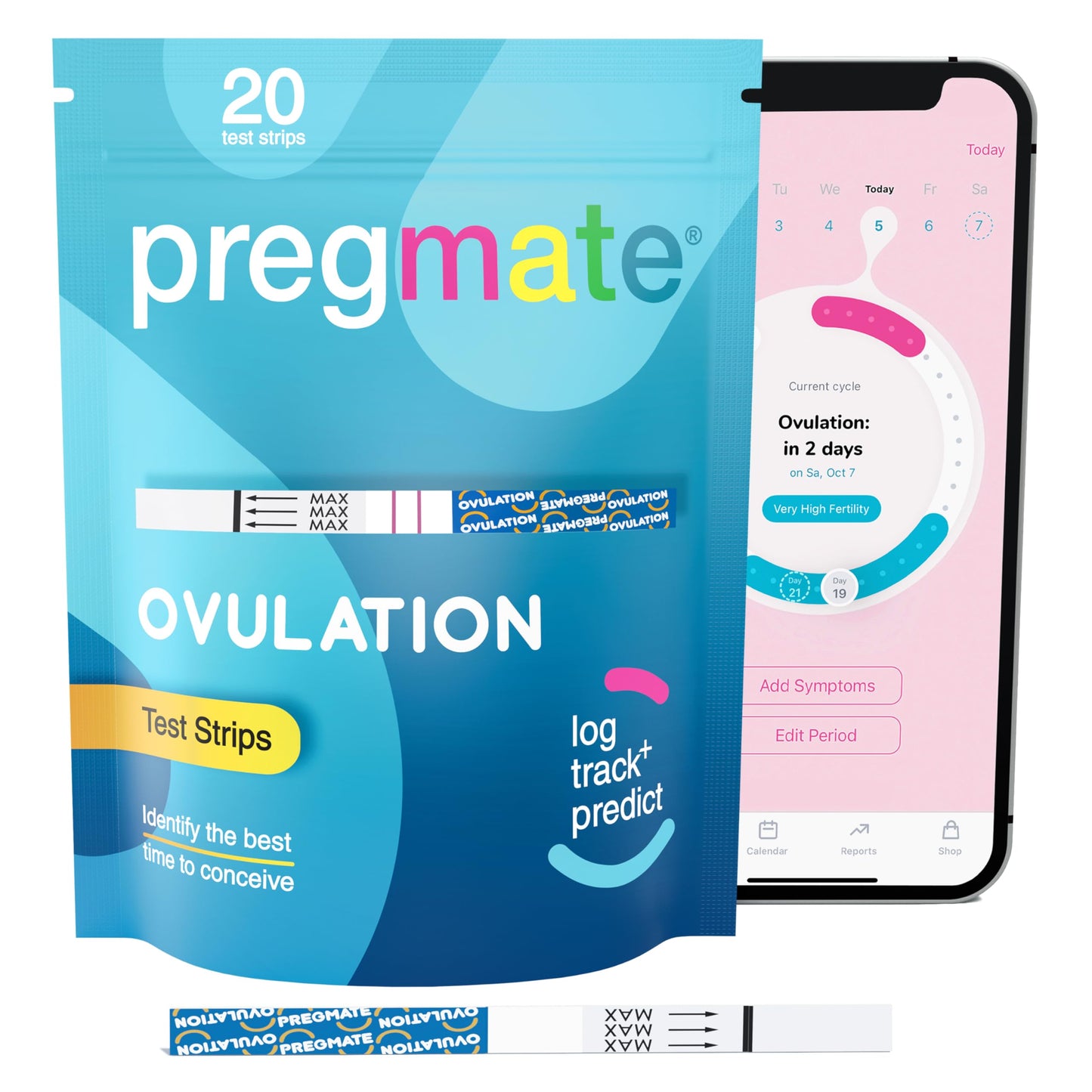 Pregmate 20 Ovulation Test Strips Predictor Kit (20 Count) – Accurate Ovulation Tests & LH Surge Predictor
