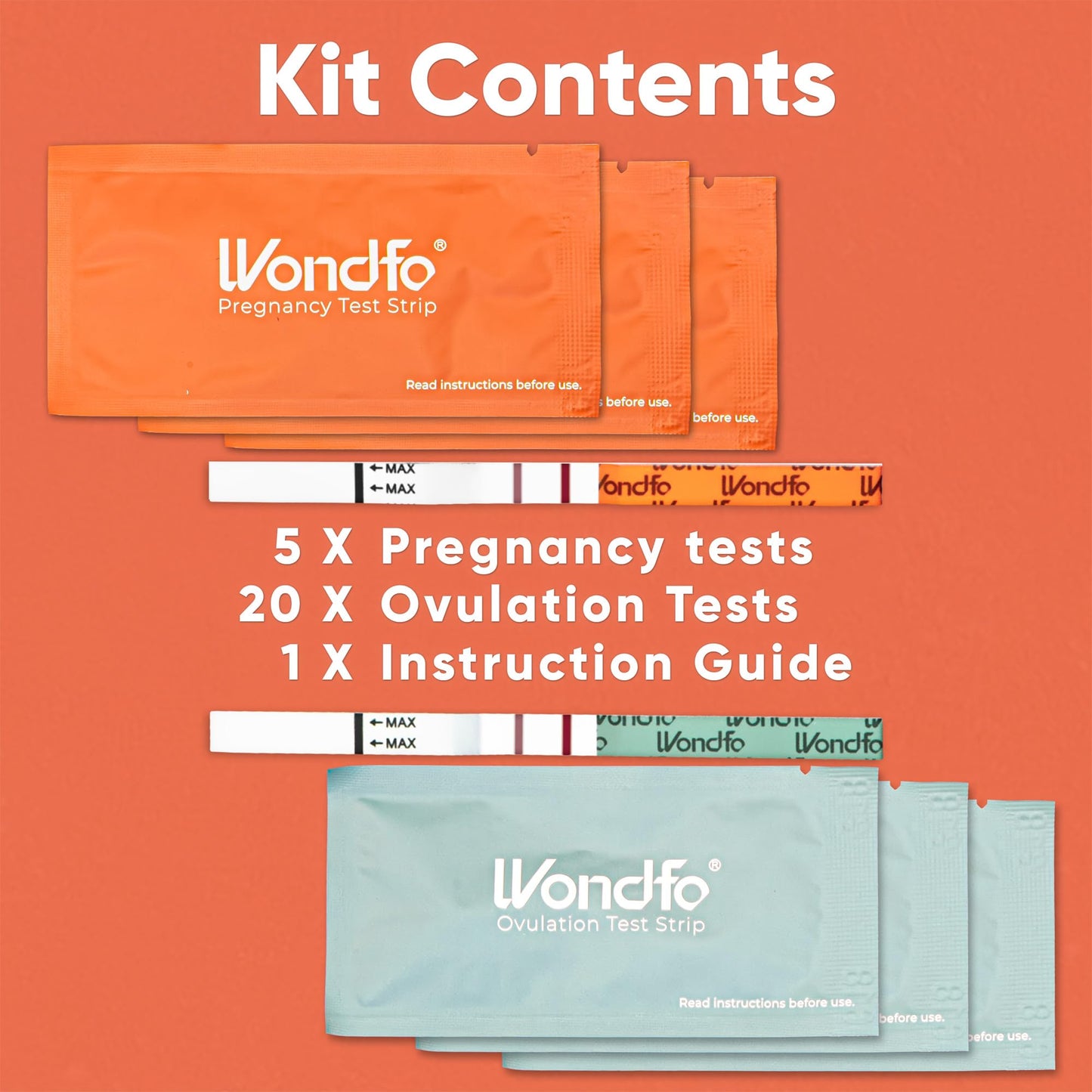Pregnancy & Ovulation Test Strips Kit | 20 LH + 5 hCG for Fertility Tracking