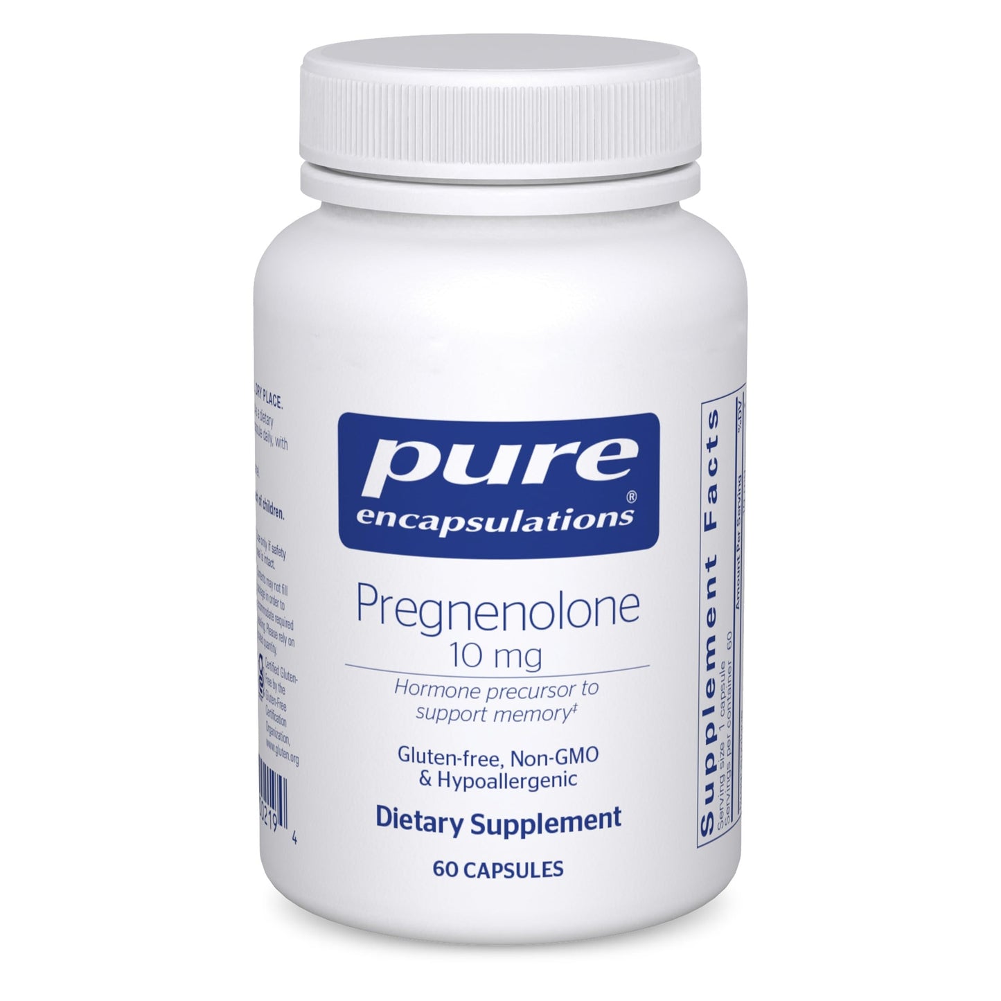 Pure Encapsulations Pregnenolone 10 mg - Memory & Hormone Support - Gluten Free & Non-GMO - 60 Capsules