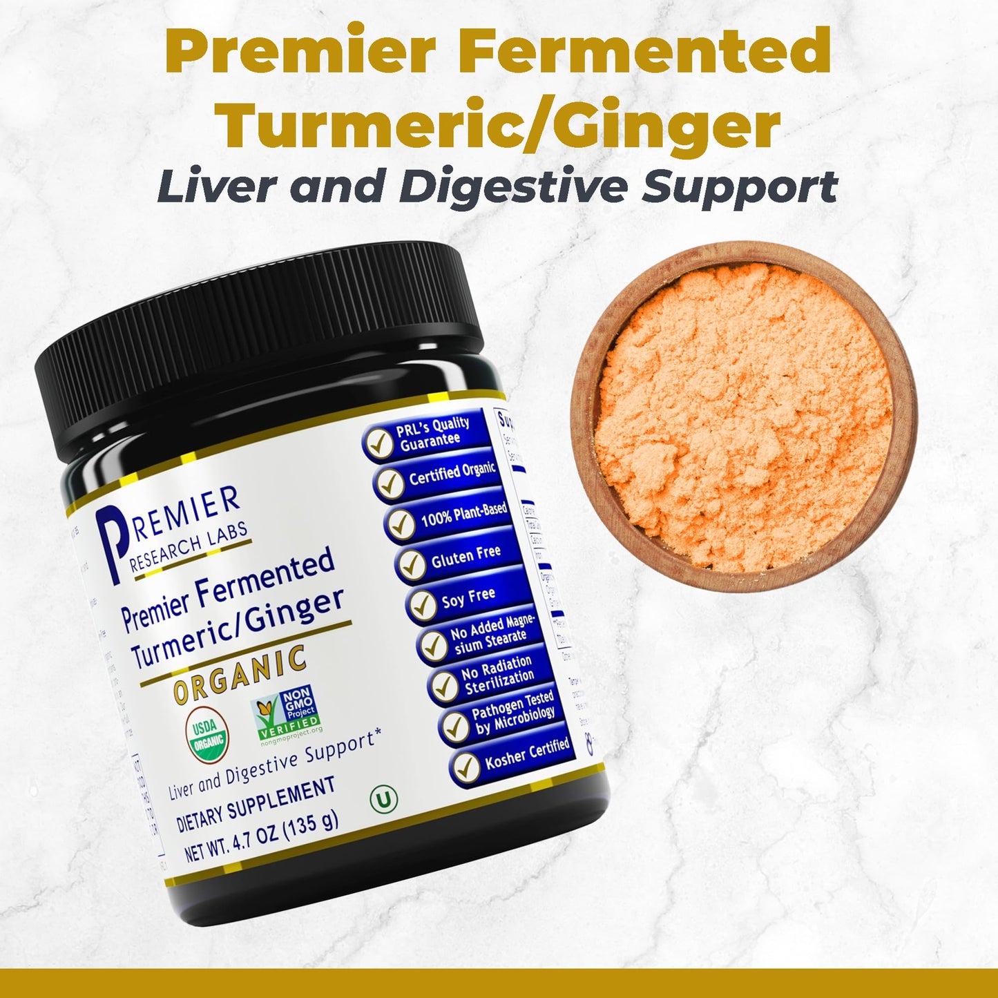 Premier Fermented Turmeric & Ginger Powder — Probiotic Delivery, Active Curcuminoids