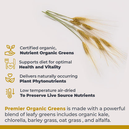 Premier Organic Greens - Super Greens Powder for Drinks & Nutrition (10 oz) | Premier Research Labs