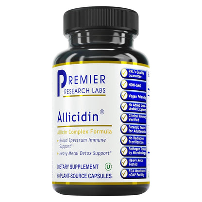Premier Research Labs Allicidin Garlic Allicin Supplement – Odorless Garlic Capsules for Immune Support (60 Vegetarian Capsules)