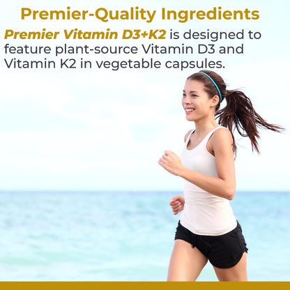 Premier Research Labs Vitamin D3 + K2 5000 IU – Vegan, Gluten-Free Bone & Heart Support, 30 Plant-Based Capsules
