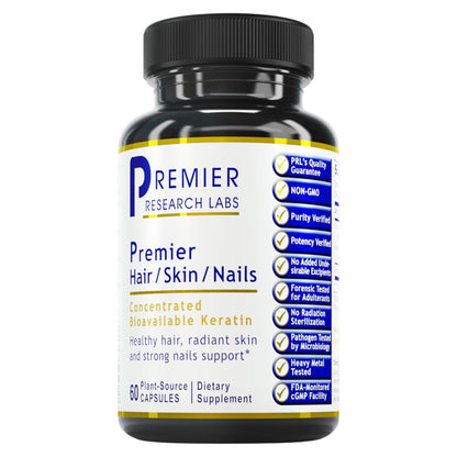 Premier Research Labs Hair, Skin & Nails Keratin Supplement – 60 Vegetarian Capsules