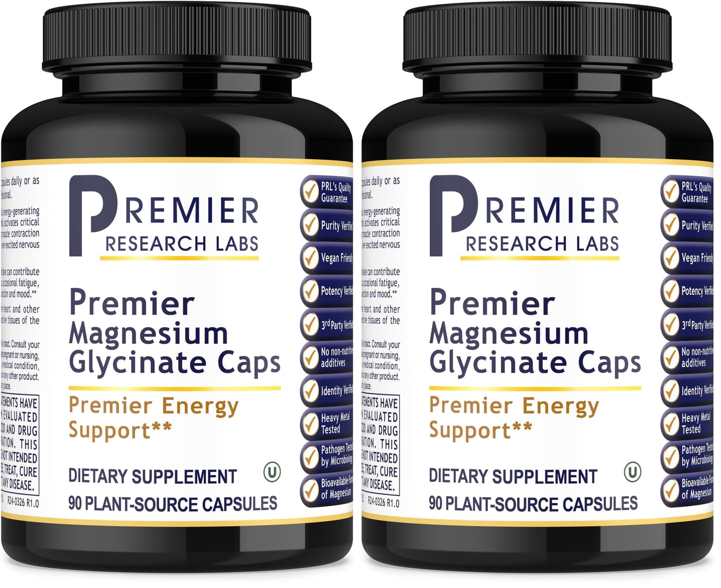 Premier Research Labs Magnesium Glycinate Supplement - High Absorption, Sleep Support, Vegan, 90 Capsules (Pack of 2)