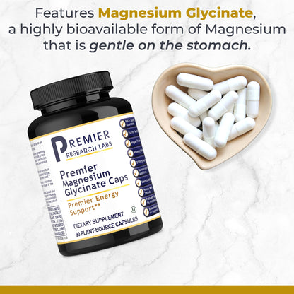 Premier Research Labs Magnesium Glycinate Supplement - High Absorption, Sleep Support, Vegan, 90 Capsules (Pack of 2)
