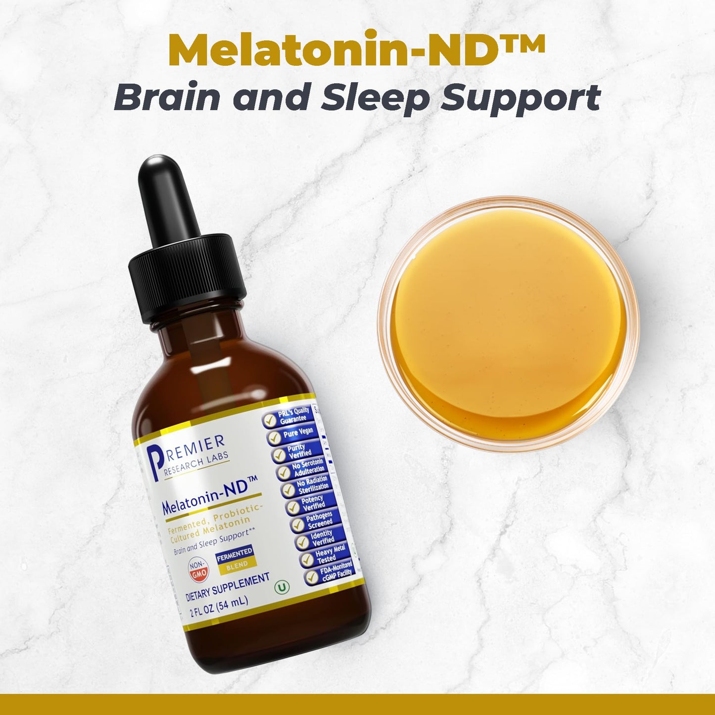 Premier Research Labs Melatonin-ND Liquid Drops — Sublingual, Organic, Vegan (2 x 2 oz)