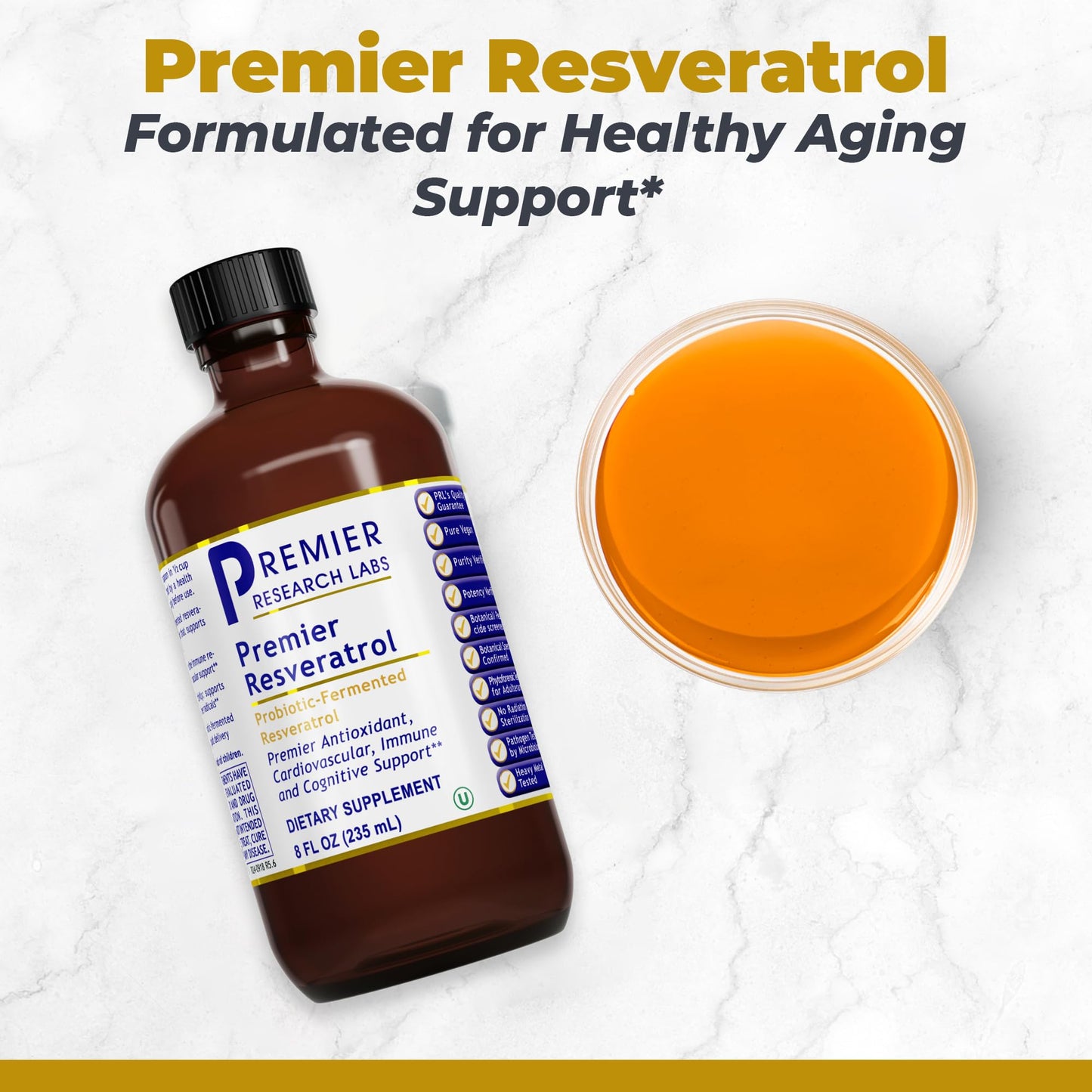 Premier Research Labs Resveratrol Liquid | Trans-Resveratrol, 180 mg/tsp, 8 oz
