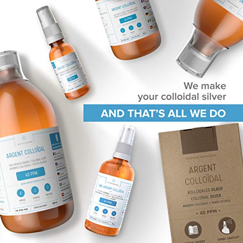 Institut Katharos Premium Colloidal Silver – Optimal Concentration, Smaller Particles, EU-Made, Lab-Certified (34 oz) + Free Spray Bottle & Ebook