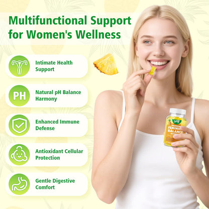 Premium Feminine Balance Gummies for Immune Health & pH Support – Pineapple, Vegan