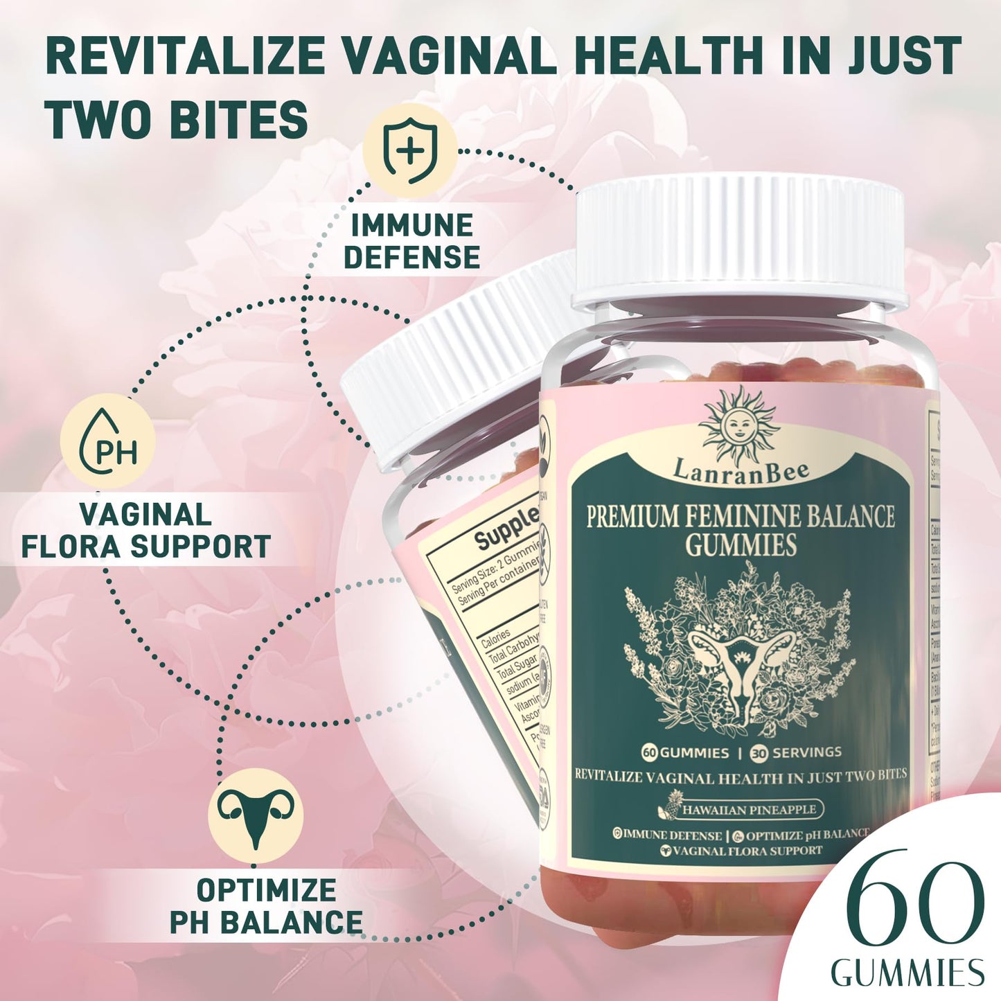 Premium Feminine Balance Gummies - Vaginal Probiotic for Women's pH Health & Immune Support | Vegan, Gluten-Free & Halal
