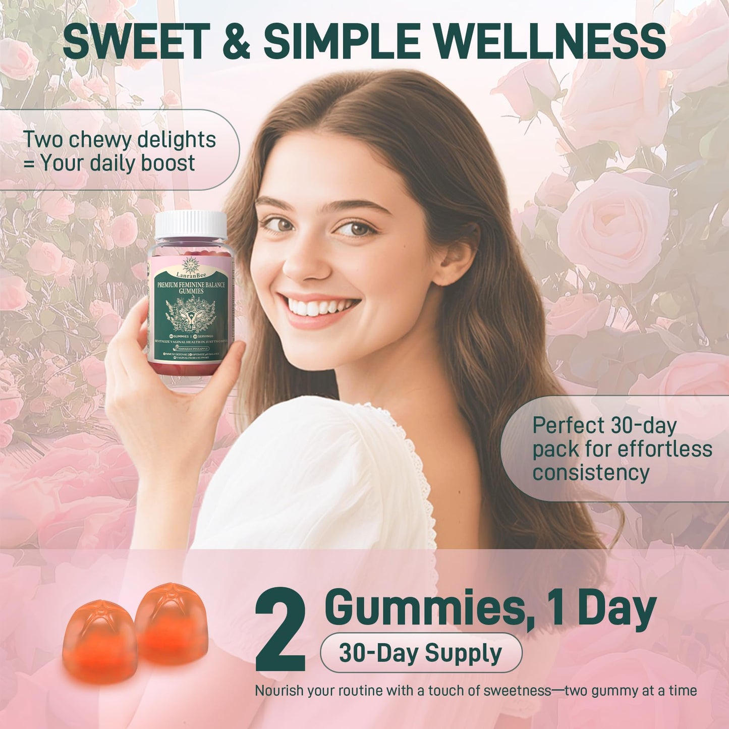 Premium Feminine Balance Gummies - Vaginal Probiotic for Women's pH Health & Immune Support | Vegan, Gluten-Free & Halal