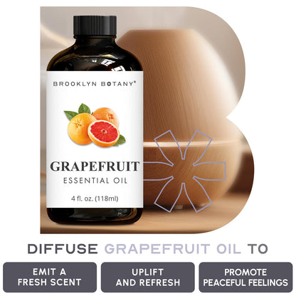 Brooklyn Botany Grapefruit Essential Oil - 4 Fl Oz | 100% Pure & Natural Premium Grade with Dropper
