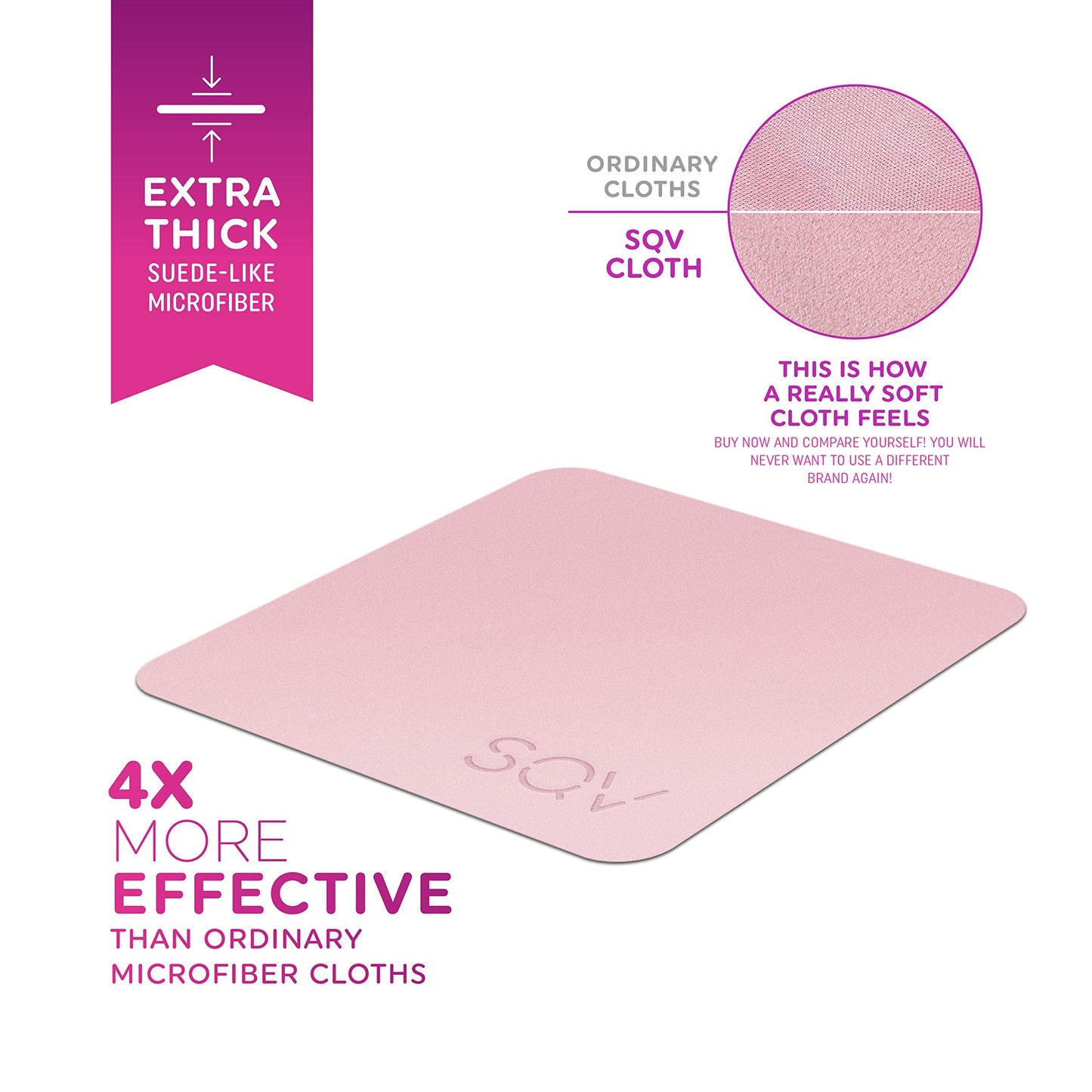 Premium Microfiber Cleaning Cloth - Extra Soft, Lint-Free (Pink)