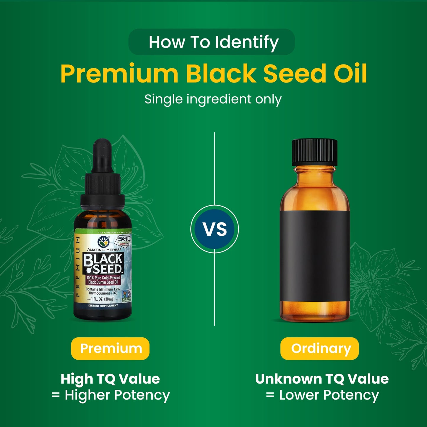 Amazing Herbs Premium Black Seed Oil - Cold-Pressed Nigella Sativa 1oz